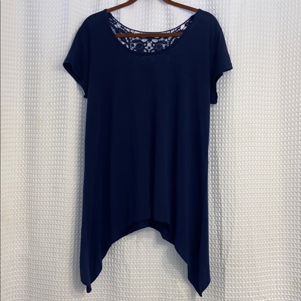 No Boundaries Navy Blue Tunic with Lace Detail